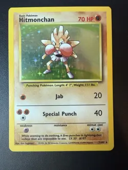 Pokemon Card Hitmonchan Holo Rare 7/102 Original Base Set WOTC 1999 TCG VLP! - Image 1