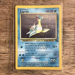 1999 Lapras Holo Rare English MP Pokemon TCG WOTC Card 10/62 Fossil - Image 1