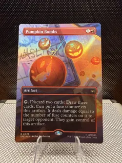 Pumpkin Bombs R 0026 BORDERLESS Near Mint Marvel Spiderman Eternal MTG Card Rare - Image 1