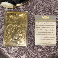 1999 Burger King Pokemon Charizard Metal Trading Card 23K Gold Plated - Image 2