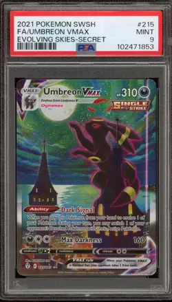 Pokemon Umbreon VMAX Evolving Skies Secret Rare Full Alt Art #215 PSA 9 Mint - Image 1