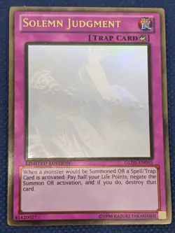 YuGiOh Solemn Judgement GLD5-EN045 Misprint Ghost Gold Rare NM - Image 1