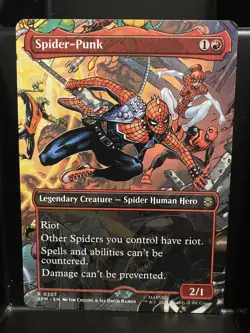Spider-Punk BORDERLESS SCENE #207 NM/M MTG Spiderman Magic Card - Image 1