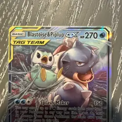 Pokemon TCG Blastoise Piplup GX Holo Card 38/236 Sm-Cosmic Eclipse Tag Team - Image 5