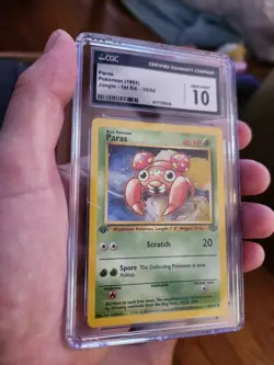 CGC 10 GEM MINT Pokemon 1999 Jungle 1st Edition 59/64 Paras Card - Image 1