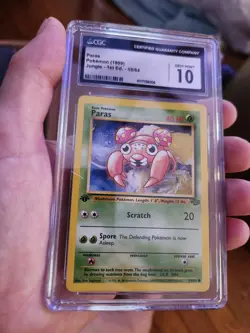 CGC 10 GEM MINT Pokemon 1999 Jungle 1st Edition 59/64 Paras Card - Image 2