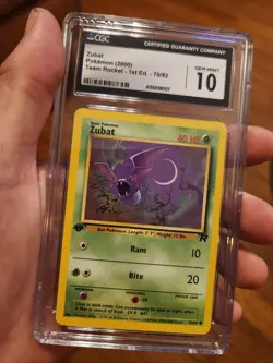 CGC 10 GEM MINT Zubat Team Rocket 1st Edition Pokemon Card 70/82 - Image 2
