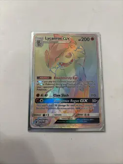 Lycanroc GX 156/145 Sm-Guardians Rising Holo Rainbow Rare Pokemon Card Rare - Image 1
