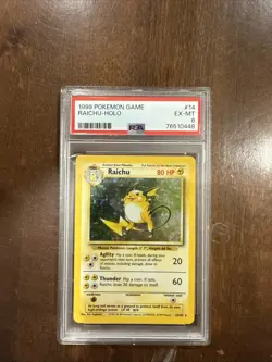 Pokemon TCG Raichu Base Set Holo Rare Card 14/102 PSA 6 - Image 1