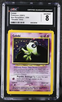 CGC 8 Celebi 2001 Neo Revelation 3/64 "Double" Holo Pokemon Card - Image 1
