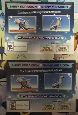 TWO Pokemon Gamestop Shiny Miraidon Or Koraidon Code Physical Promo Card - Image 1