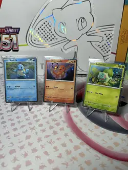 SWIRL Pokemon 151 Promo Charmander, Squirtle, and Bulbasaur Cosmos Holo Set #2 - Image 1