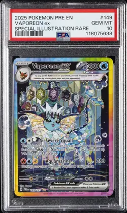 2025 POKEMON PRE EN-PRISMATIC EVOLUTIONS #149 VAPOREON EX PSA 10 - Image 1