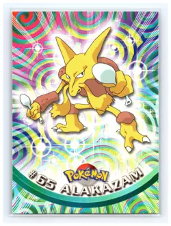 💥 Alakazam 1999 Topps Pokemon TV Non Holo Animation Series Black Logo # 65 - Image 1