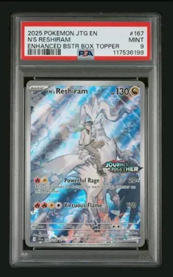 Ns Reshiram Stamped Promo PSA 9 2025 Pokemon Journey Together Box Topper - Image 1