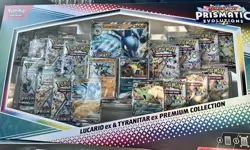 Pokemon Prismatic Evolutions Sams Club Lucario Tyranitar Premium Collection Box - Image 3