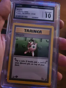 CGC 10 GEM MINT 1999 Pokemon Fossil 1st Edition Recycle 61/62 Trainer - Image 2