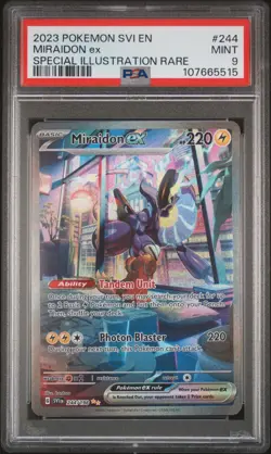 2023 POKEMON SVI EN-SCARLET & VIOLET SPECIAL ILLUSTRATION RARE MIRAIDON EX PSA 9 - Image 1