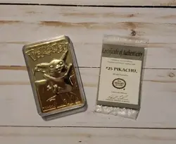 23K Gold Plated - Pokemon PIKACHU Trading Card & Cert Of Authenticity - Image 1