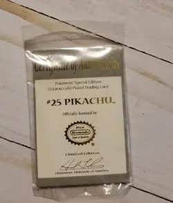 23K Gold Plated - Pokemon PIKACHU Trading Card & Cert Of Authenticity - Image 2