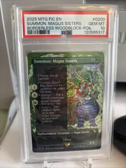 2025 MTG final fantasy Summon Magus Sisters Borderless Woodblock-foil Psa 10 - Image 1