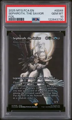 2025 MTG FINAL FANTASY: THROUGH THE AGES FOIL #0049 SEPHIROTH, THE SAVIOR PSA 10 - Image 1