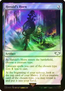 1x SURGE FOIL Herald's Horn - Near Mint MTG Universes Beyond: Warhammer 40K - Image 1