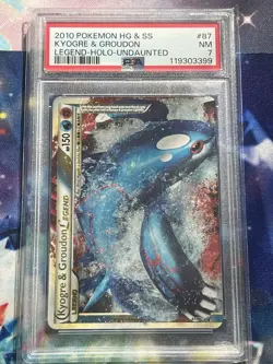 Kyogre & Groudon 87/90 Legend PSA 7 Pokemon Card TCG Graded Undaunted Top - Image 1