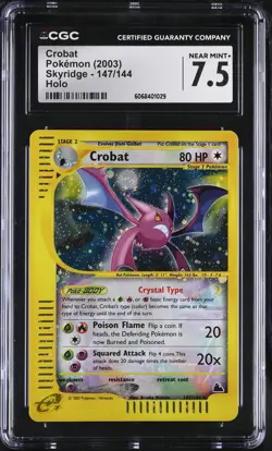 CGC 7.5 Crobat 2003 Skyridge 147/144 Holo SWIRL Pokemon Card - Image 1
