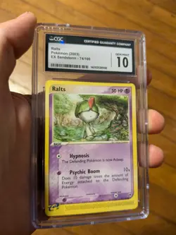 (POP 17) CGC 10 GEM MINT 2003 Pokemon Ralts EX Sandstorm 74/100 Card - Image 1