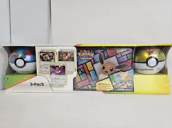 Pokemon Eevee Lunchbox Tin Pokeball TCG Treasures Booster Packs Foil Cards - Image 1