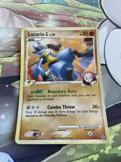 Lucario GL 8/111 Rising Rivals Rare Holo Pokemon Card DMG - Image 1