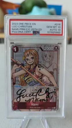PSA 10 Signed Nami - OP01-016 (Alternate Art)One Piece Promo Card Luci Christian - Image 1