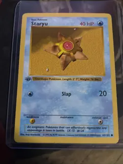 Pokemon TCG Staryu Base Set 1st Edition Shadowless Card 65/102 Common - Image 1