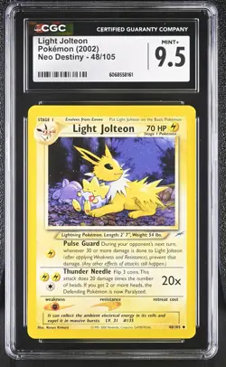 CGC 9.5 MINT+ Light Jolteon 2002 Neo Destiny 48/105 Pokemon Card - Image 1