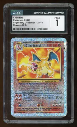 CGC 1 Charizard 3/110 Legendary Collection Reverse Holo Foil 2002 Pokemon WoTC - Image 1