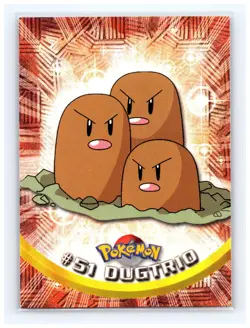 💥 Dugtrio 1999 Topps Pokemon TV Non Holo Animation Series Black Logo # 51 - Image 1