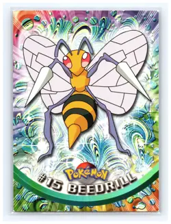 💥 Beedrill 1999 Topps Pokemon TV Non Holo Animation Series Black Logo # 15 - Image 1