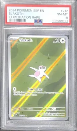 PSA 8 Slakoth Illustration Rare #212 Pokemon Surging Sparks 2024 ENGLISH - Image 1