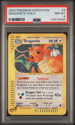 2002 POKEMON EXPEDITION #9 DRAGONITE-HOLO PSA 8 - Image 1