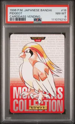 1996 POKEMON JPN BANDAI CARDDASS VENDING #18 PIDGEOT PSA 8 - Image 1