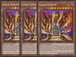 3x Yu-Gi-Oh! Lava Golem SBC2-END09 Prismatic Secret Rare Playset - Image 1