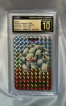 CGC 10 Golem 076: 1996 Pokemon Bandai Cardass Red Card Prism Holo (LOW POP) - Image 1