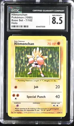 CGC 8.5 Hitmonchan 1999 Base Set 7/102 Holo Pokemon Card - Image 1