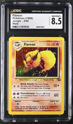 CGC 8.5 Flareon 1999 Jungle 3/64 Holo Pokemon Card - Image 1