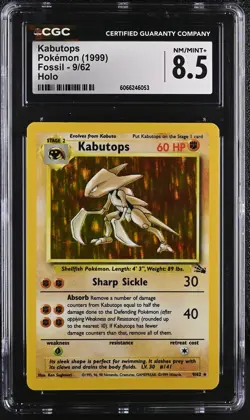 CGC 8.5 Kabutops 1999 Fossil 9/62 Holo Pokemon Card - Image 1