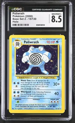 CGC 8.5 Poliwrath 2000 Base Set 2 15/130 Holo Pokemon Card - Image 1
