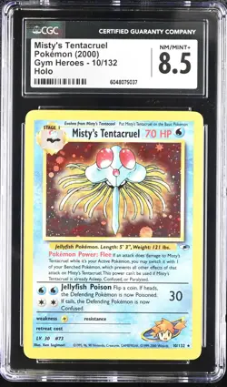 CGC 8.5 Misty's Tentacruel 2000 Gym Heroes 10/132 Holo Pokemon Card - Image 1