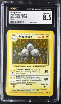 CGC 8.5 Magneton 1999 Base Set 9/102 Holo Pokemon Card - Image 1