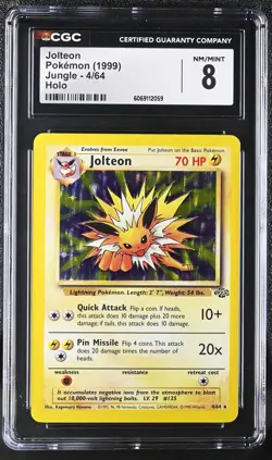 CGC 8 Jolteon 1999 Jungle 4/64 Holo Pokemon Card - Image 1